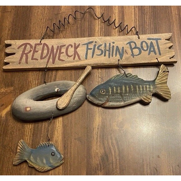 Rustic Fish Mancave Sign Bait Tackle - Redneck Fishing Boat - Cabin Father Dad - Picture 1 of 13